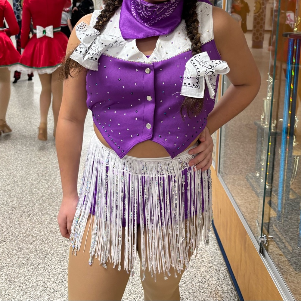 Purple and White Fringe Dance Costume